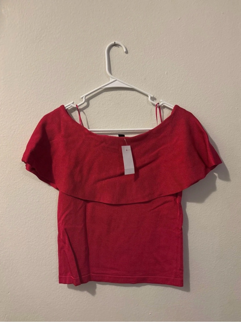 Ann Taylor Red Off-Shoulder Ruffle Camisole
